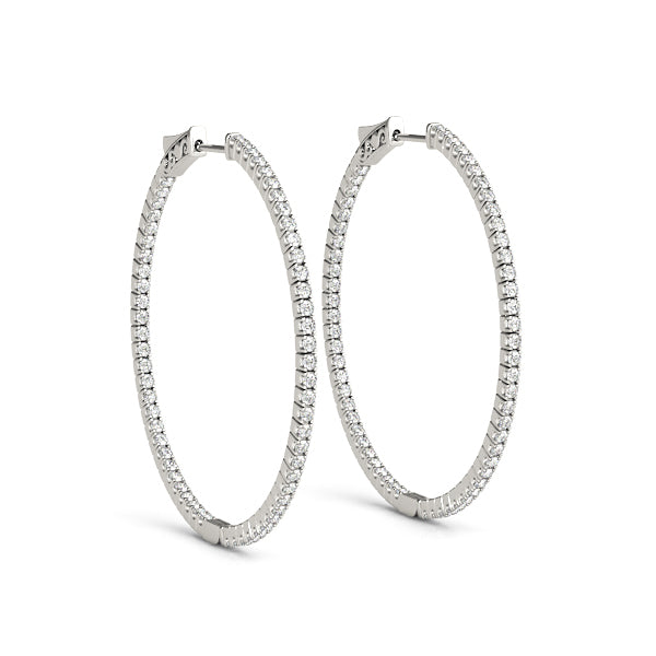 White Gold 1/5 CT Diamond Inside Out Hoop Earrings