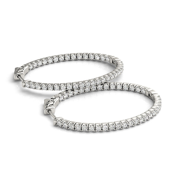 Round Diamond Inside Out Hoop Earrings