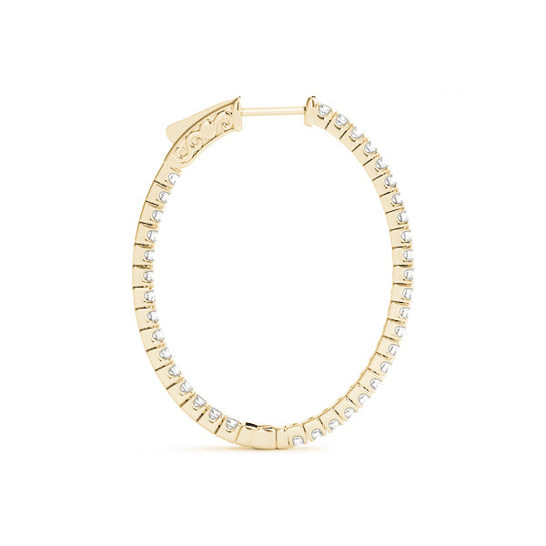 14K Yellow Gold Diamond Inside Out Hoop Earrings