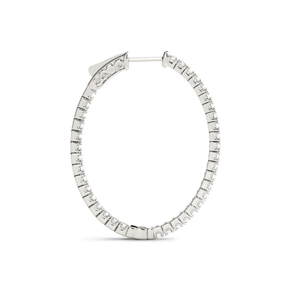 18K White Gold 3/8 ct Diamond Inside Out Hoop Earrings