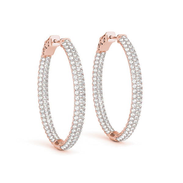 Rose Gold Diamond Inside Out Hoop Earrings - 1 ctw
