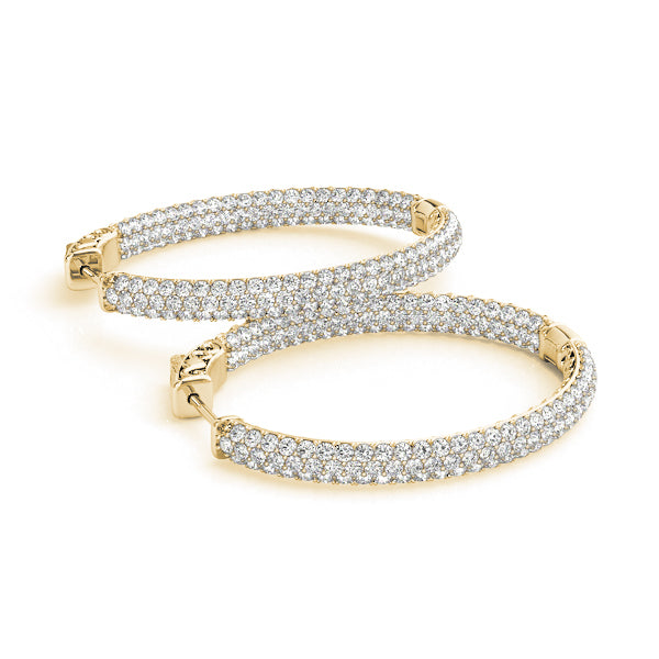 18K Yellow Gold Diamond Inside Out Hoop Earrings