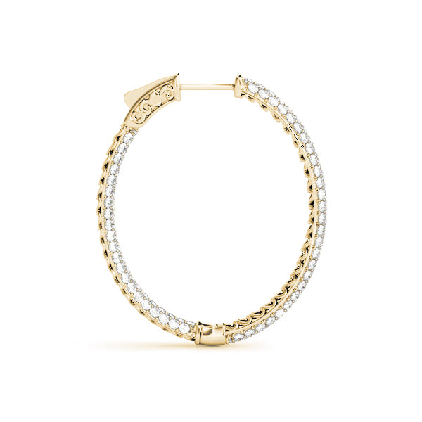 18K Yellow Gold Diamond Inside Out Hoop Earrings