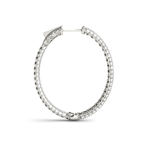 18K White Gold Diamond Inside Out Hoop Earrings
