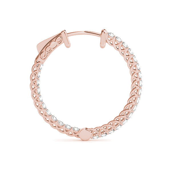 Rose Gold Diamond Inside Out Hoop Earrings