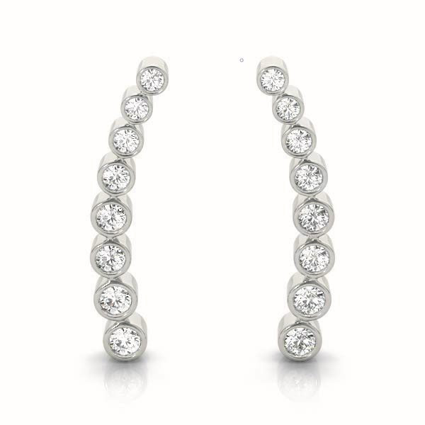 14K Gold Round Diamond Climber Earrings