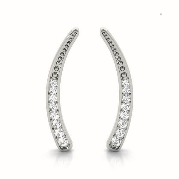 18K White Gold Round Diamond Fashion Earrings