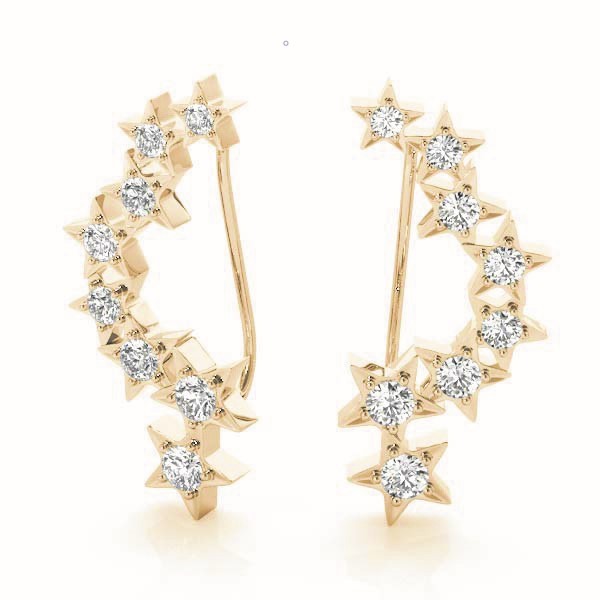 14K Yellow Gold Round Diamond Fashion Earrings
