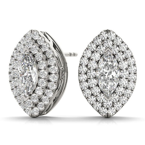 Platinum 1 CT Marquise Diamond Halo Earrings