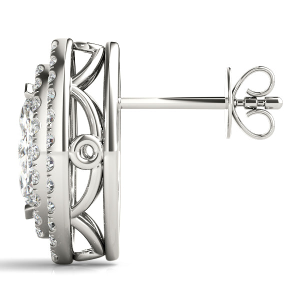 18K White Gold Marquise Diamond Halo Earring Set