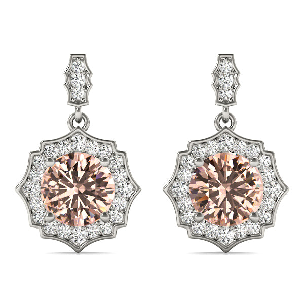 Platinum White Round Diamond Fashion Earrings