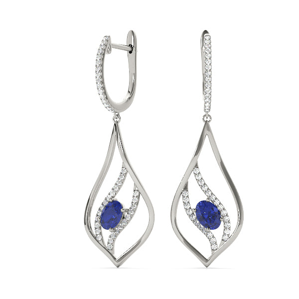 18K White Gold Oval Diamond Fashion Earrings
