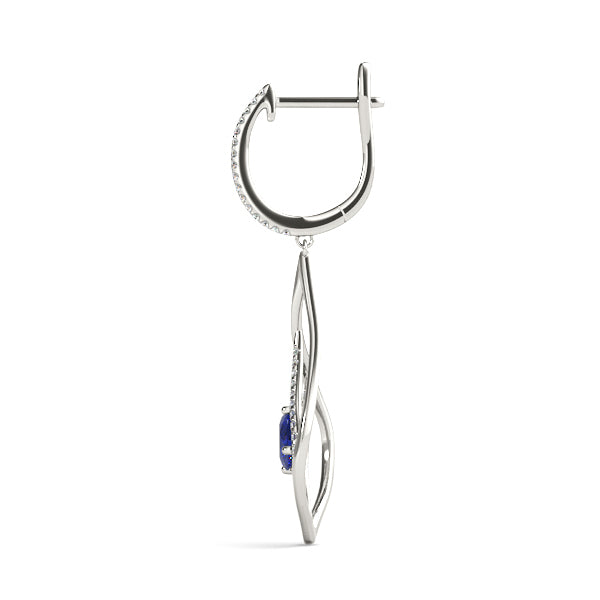 Platinum White Oval Diamond Fashion Earrings