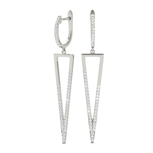 14K White Gold Round Diamond Fashion Earrings