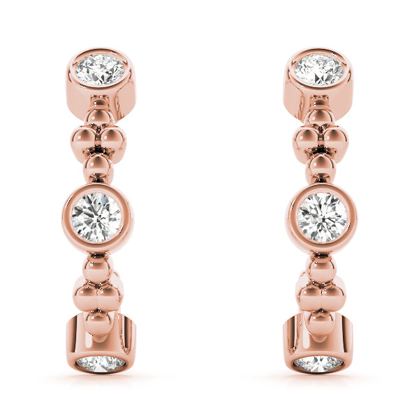 14K Rose Gold 1/2 ct tw J-Hoops Diamond Earring