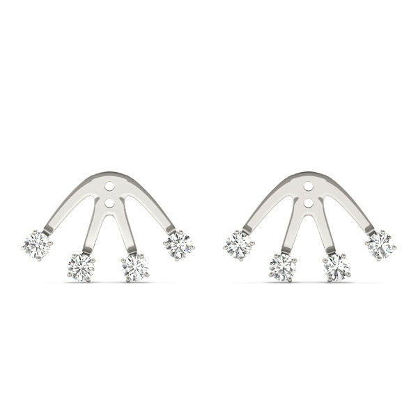 14K White Gold Round Diamond Fashion Earrings