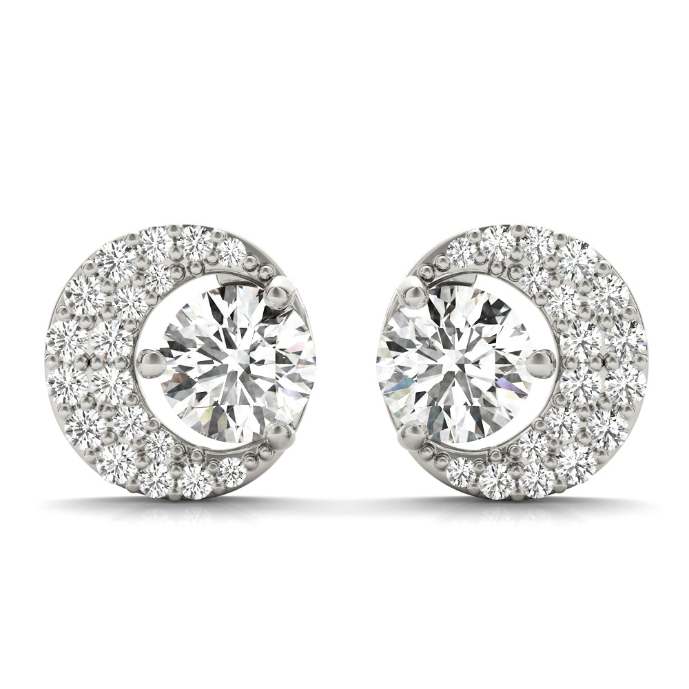 14K White Gold Round Diamond Fashion Earrings