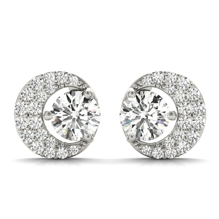 14K White Gold Round Diamond Fashion Earrings