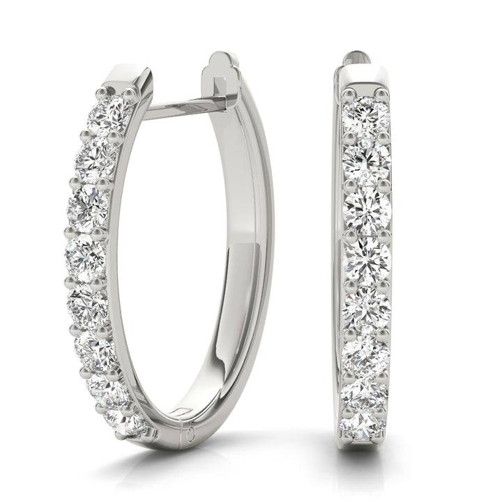 18K White Gold Diamond Fashion Hoop Earrings