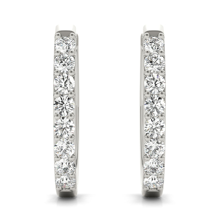 14K White Gold Diamond Fashion Hoop Earrings