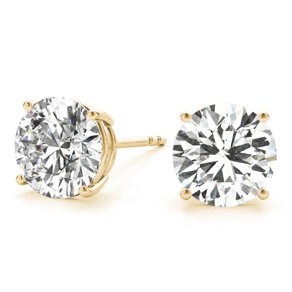 14K Yellow Gold Diamond Solitaire Stud Earrings