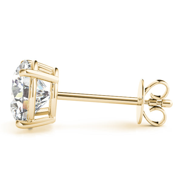 14K Yellow Gold Diamond Solitaire Stud Earrings