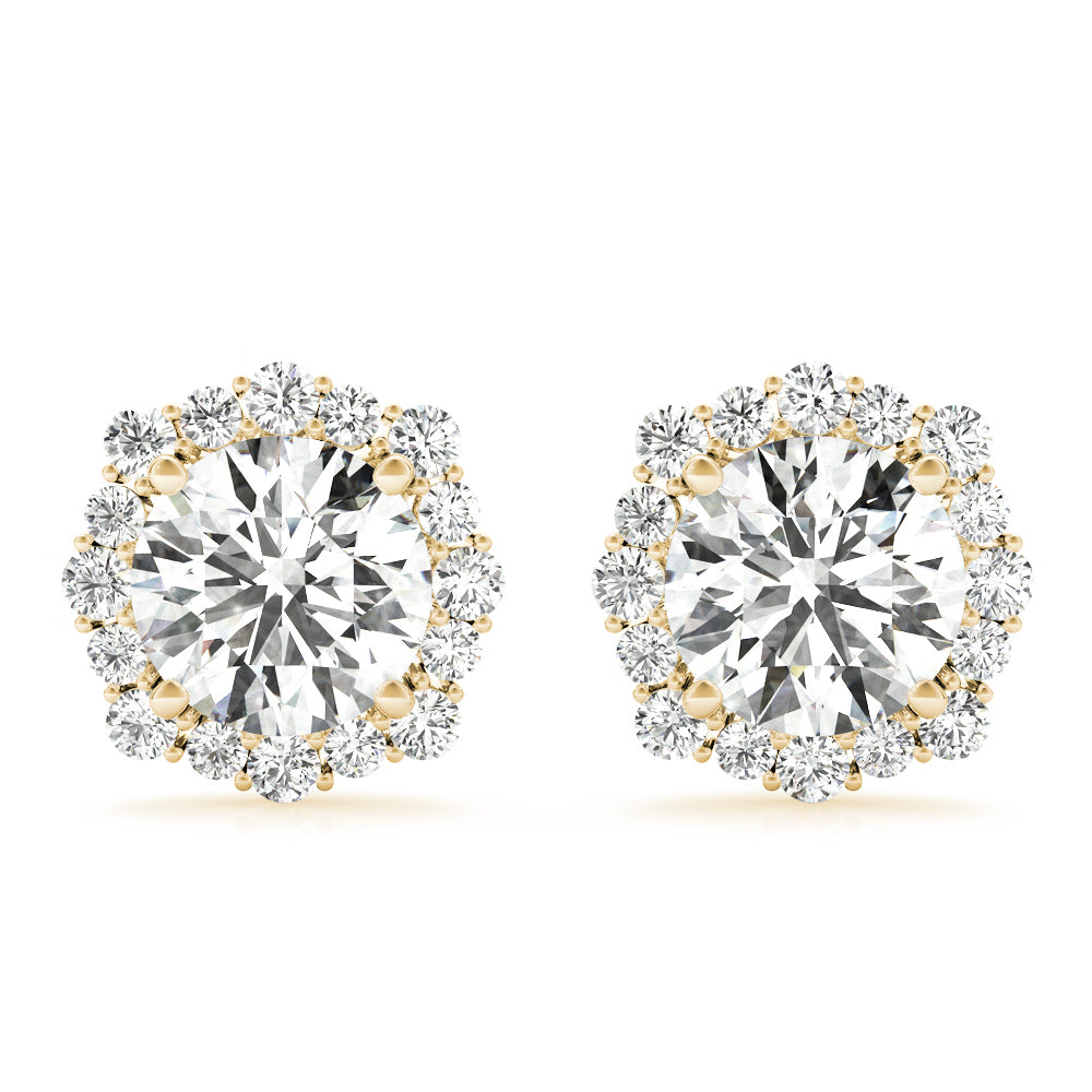 18K Yellow Gold 1 CT Diamond Halo Stud Earrings