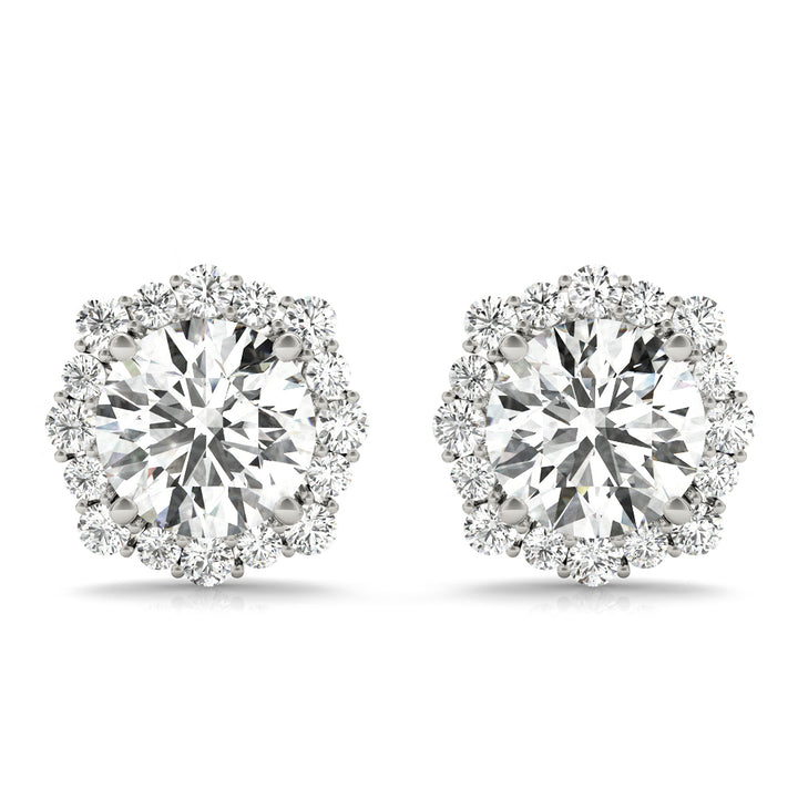 18K White Gold 1 CT Diamond Halo Stud Earrings