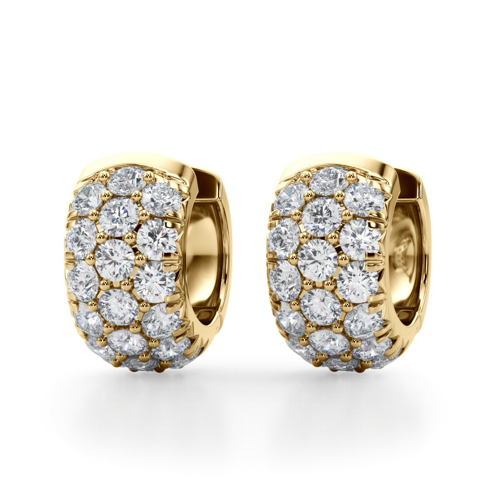18K Yellow Gold Round Diamond Huggie Earrings