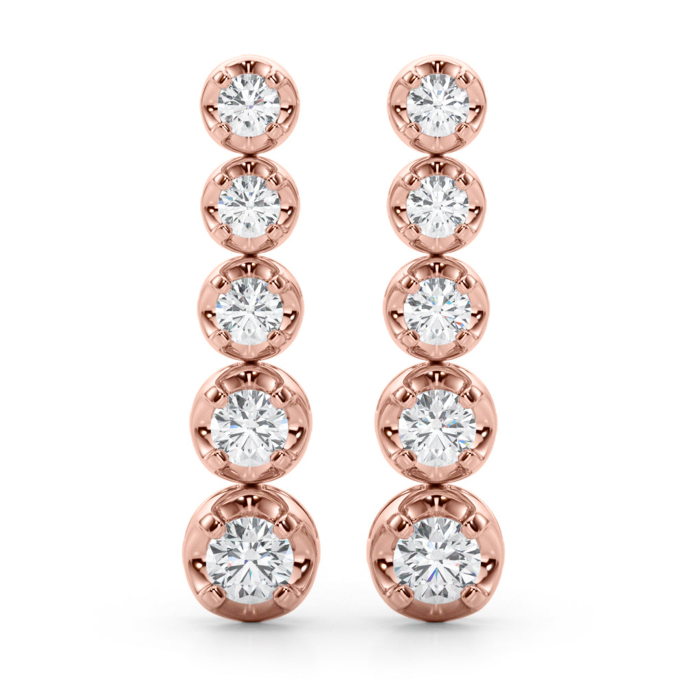 18K Rose Gold Diamond Drop Earrings