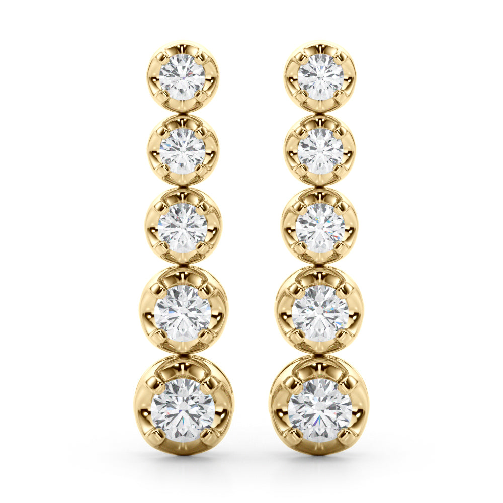 18K Yellow Gold Diamond Drop Earrings