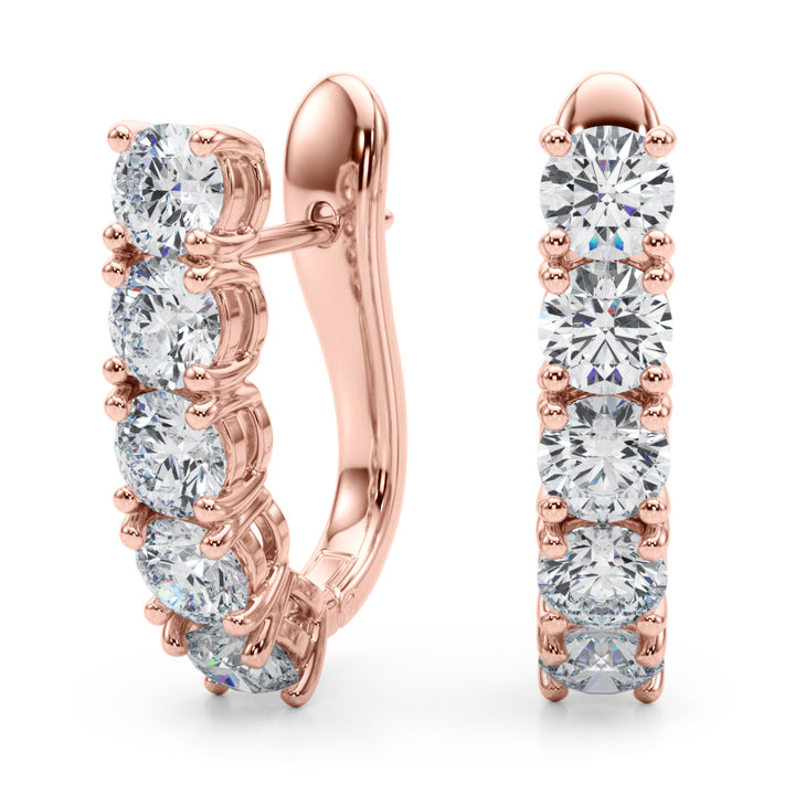 18K Rose Gold Diamond J-Hoop Earring Set