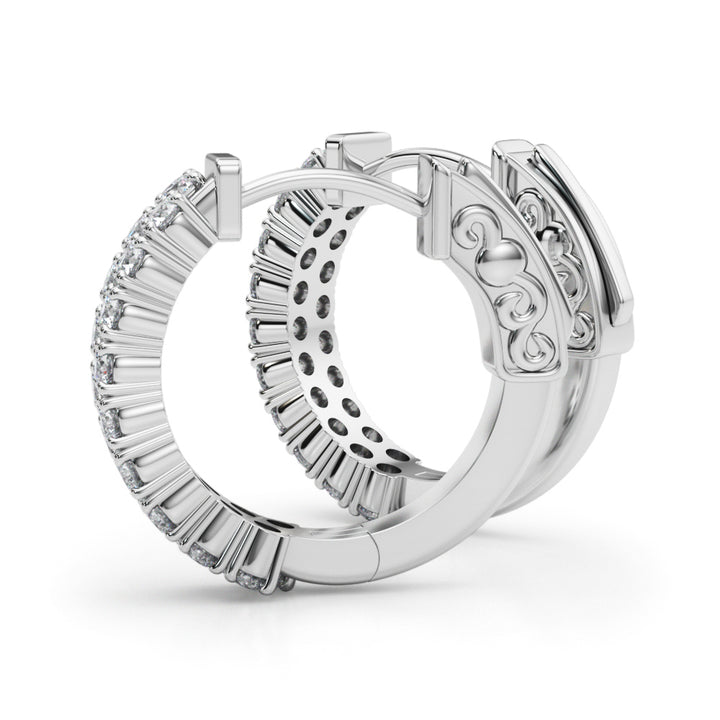18K White Gold Diamond Hoop Earrings