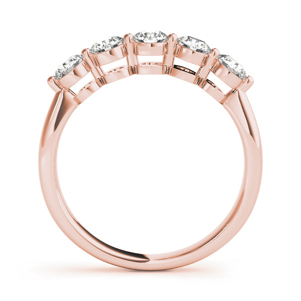 14K Rose Gold 5-Stone Diamond Wedding Ring