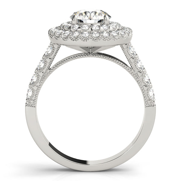Platinum 2 CT Round Diamond Halo Engagement Ring