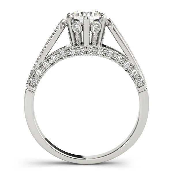 18K White Gold Diamond Single Row Engagement Ring