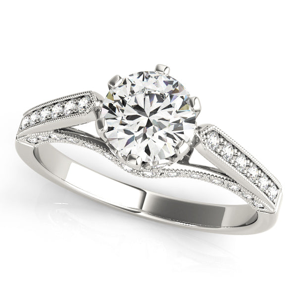 Platinum 1 CT Diamond Single Row Engagement Ring