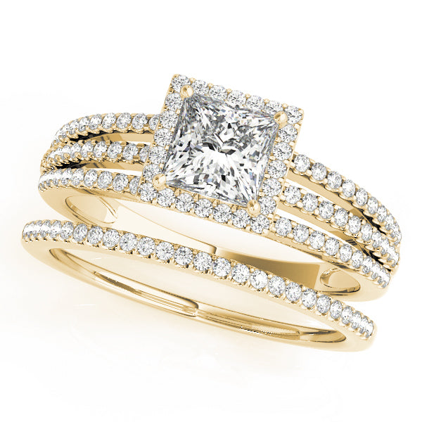 14K Yellow Gold 1.25ctw Diamond Halo Engagement Ring