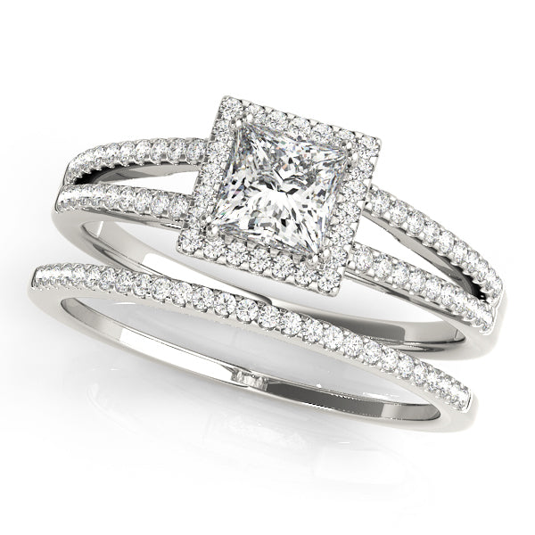 Platinum 1 CT Diamond Halo Engagement Ring