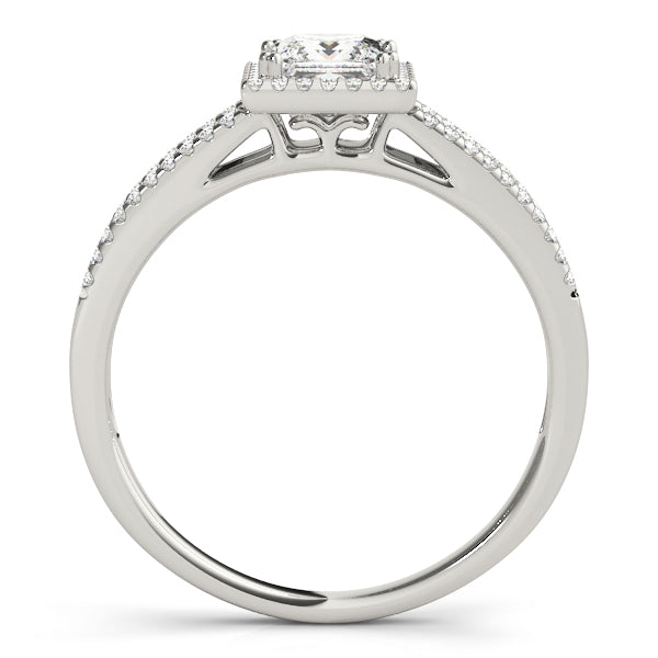 Platinum 1 CT Diamond Halo Engagement Ring