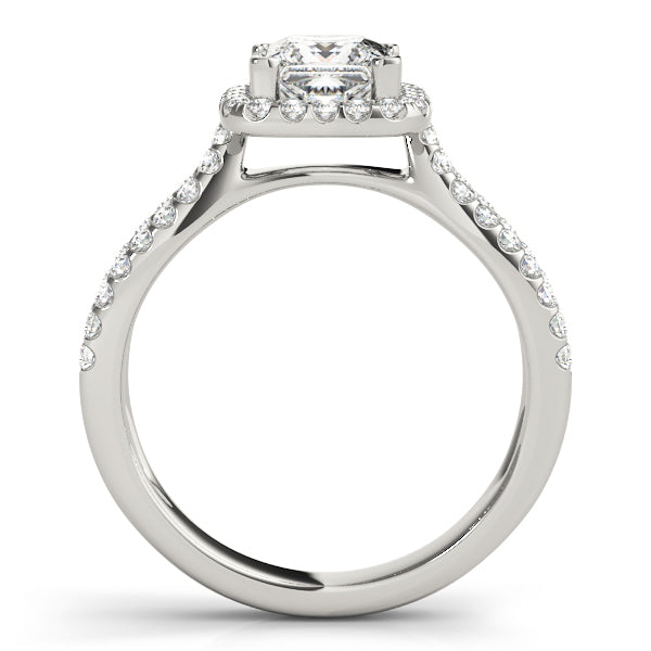 14K White Gold 1.16 ctw Diamond Halo Engagement Ring