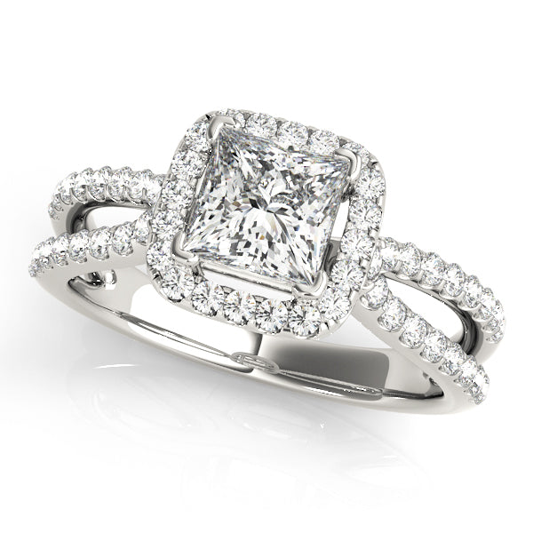 Platinum White Diamond Halo Engagement Ring