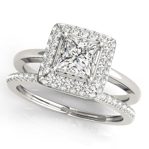 14K White Gold 1.20ctw Diamond Halo Engagement Ring