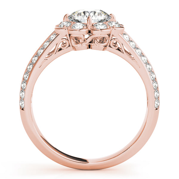 18K Rose Gold 1 CT Diamond Halo Engagement Ring