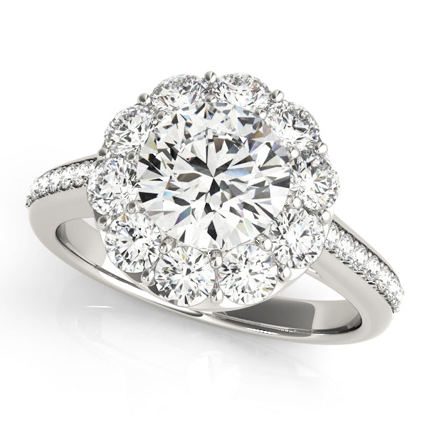 Platinum 1.75 ctw Round Diamond Halo Engagement Ring