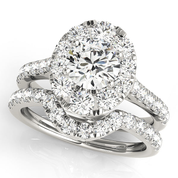 18K White Gold 1 ct Diamond Halo Engagement Ring