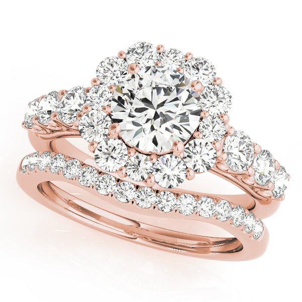 18K Rose Gold 2 CT Diamond Halo Engagement Ring