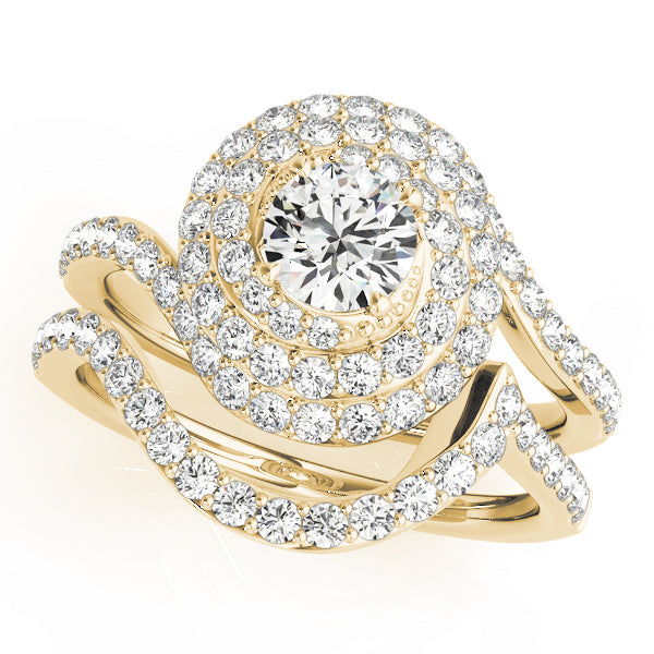 18K Yellow Gold 1 ct Diamond Halo Engagement Ring