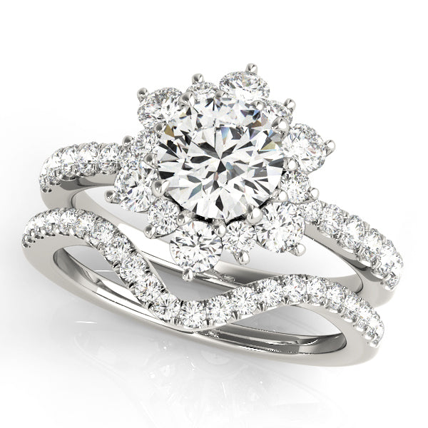 Platinum 1.87 ct Round Diamond Halo Engagement Ring