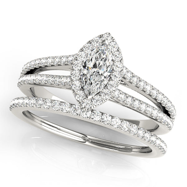1.0 CT Marquise Diamond Halo Engagement Ring